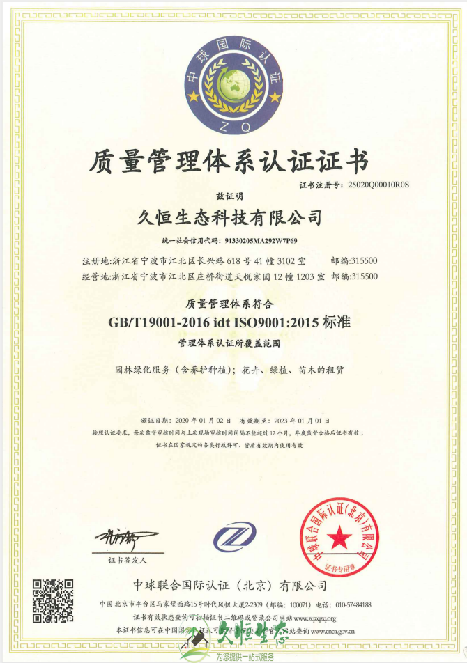 无锡滨湖质量管理体系ISO9001证书